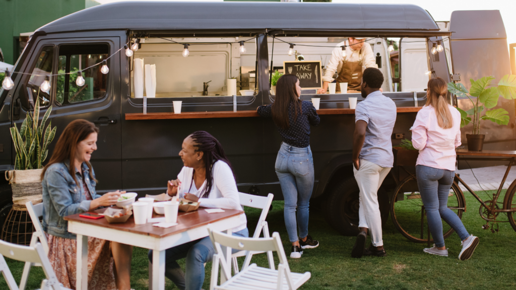 food truck with outdoor eating